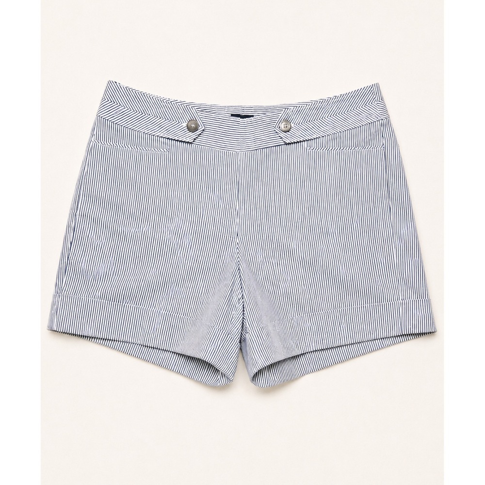 White House Black Market Navy White Pinstripe Cuffed Shorts Size 12 NWT